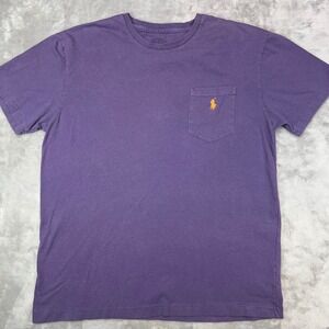 POLO RALPH LAUREN T-Shirt Mens Small Purple Pocket Short Sleeve Preppy Pony Tee